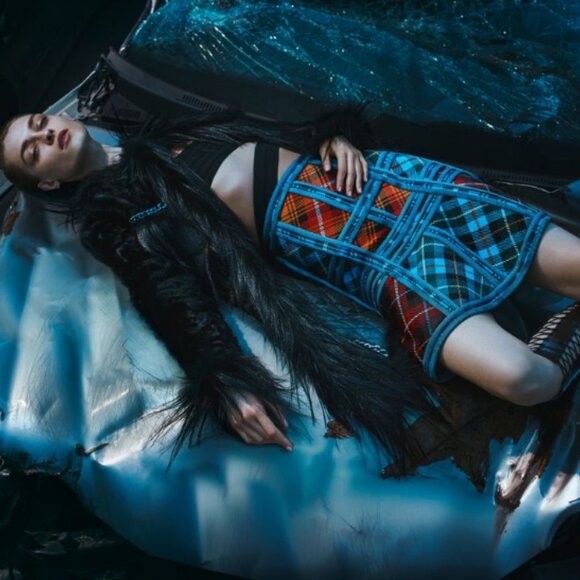 RARE Hervé Léger Max Azria Fall 2016 Collection Plaid Knee-length Skirt XS $1400 - Picture 1 of 10